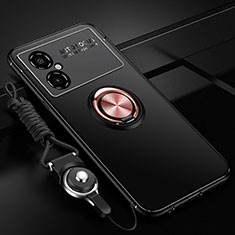 Coque Ultra Fine Silicone Souple Housse Etui avec Support Bague Anneau Aimante Magnetique SD3 pour Xiaomi Poco M4 5G Or et Noir