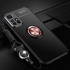 Coque Ultra Fine Silicone Souple Housse Etui avec Support Bague Anneau Aimante Magnetique SD3 pour Xiaomi Poco M4 Pro 5G Or et Noir