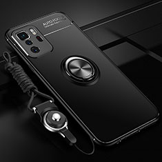 Coque Ultra Fine Silicone Souple Housse Etui avec Support Bague Anneau Aimante Magnetique SD3 pour Xiaomi Poco X3 GT 5G Noir