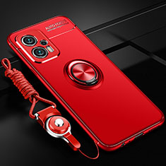 Coque Ultra Fine Silicone Souple Housse Etui avec Support Bague Anneau Aimante Magnetique SD3 pour Xiaomi Poco X4 GT 5G Rouge