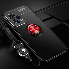 Coque Ultra Fine Silicone Souple Housse Etui avec Support Bague Anneau Aimante Magnetique SD3 pour Xiaomi Poco X5 5G Rouge et Noir