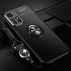 Coque Ultra Fine Silicone Souple Housse Etui avec Support Bague Anneau Aimante Magnetique SD3 pour Xiaomi Redmi 10 4G Noir