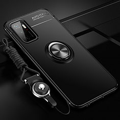 Coque Ultra Fine Silicone Souple Housse Etui avec Support Bague Anneau Aimante Magnetique SD3 pour Xiaomi Redmi 10 5G Noir