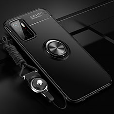 Coque Ultra Fine Silicone Souple Housse Etui avec Support Bague Anneau Aimante Magnetique SD3 pour Xiaomi Redmi 11 Prime 5G Noir