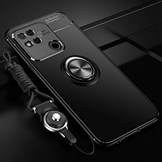 Coque Ultra Fine Silicone Souple Housse Etui avec Support Bague Anneau Aimante Magnetique SD3 pour Xiaomi Redmi 9 India Noir