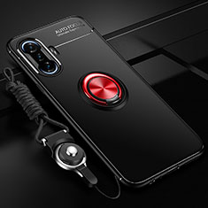 Coque Ultra Fine Silicone Souple Housse Etui avec Support Bague Anneau Aimante Magnetique SD3 pour Xiaomi Redmi K40 Gaming 5G Rouge et Noir