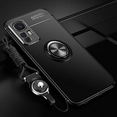 Coque Ultra Fine Silicone Souple Housse Etui avec Support Bague Anneau Aimante Magnetique SD3 pour Xiaomi Redmi K50 Ultra 5G Noir