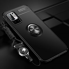 Coque Ultra Fine Silicone Souple Housse Etui avec Support Bague Anneau Aimante Magnetique SD3 pour Xiaomi Redmi Note 10 5G Noir