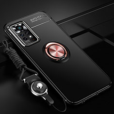 Coque Ultra Fine Silicone Souple Housse Etui avec Support Bague Anneau Aimante Magnetique SD3 pour Xiaomi Redmi Note 11E Pro 5G Or et Noir