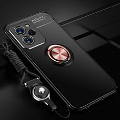 Coque Ultra Fine Silicone Souple Housse Etui avec Support Bague Anneau Aimante Magnetique SD3 pour Xiaomi Redmi Note 12 Pro Speed 5G Or et Noir