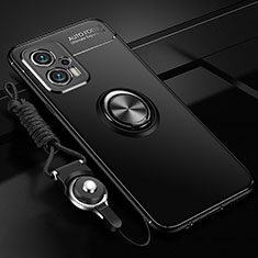 Coque Ultra Fine Silicone Souple Housse Etui avec Support Bague Anneau Aimante Magnetique SD3 pour Xiaomi Redmi Note 12 Turbo 5G Noir