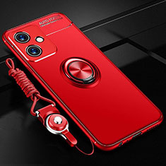 Coque Ultra Fine Silicone Souple Housse Etui avec Support Bague Anneau Aimante Magnetique SD3 pour Xiaomi Redmi Note 12R Pro 5G Rouge