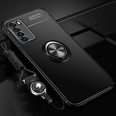 Coque Ultra Fine Silicone Souple Housse Etui avec Support Bague Anneau Aimante Magnetique T01 pour Huawei Honor Play4 5G Noir