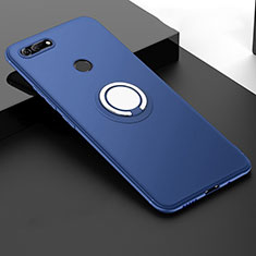 Coque Ultra Fine Silicone Souple Housse Etui avec Support Bague Anneau Aimante Magnetique T01 pour Huawei Honor V20 Bleu