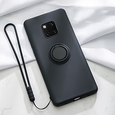 Coque Ultra Fine Silicone Souple Housse Etui avec Support Bague Anneau Aimante Magnetique T01 pour Huawei Mate 20 Pro Noir