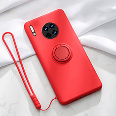 Coque Ultra Fine Silicone Souple Housse Etui avec Support Bague Anneau Aimante Magnetique T01 pour Huawei Mate 30 Rouge