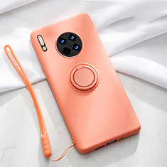 Coque Ultra Fine Silicone Souple Housse Etui avec Support Bague Anneau Aimante Magnetique T01 pour Huawei Mate 30E Pro 5G Orange