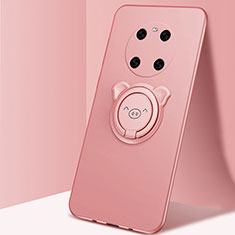 Coque Ultra Fine Silicone Souple Housse Etui avec Support Bague Anneau Aimante Magnetique T01 pour Huawei Mate 40E 4G Or Rose