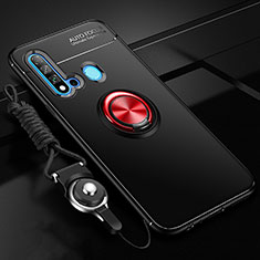 Coque Ultra Fine Silicone Souple Housse Etui avec Support Bague Anneau Aimante Magnetique T01 pour Huawei Nova 5i Rouge et Noir