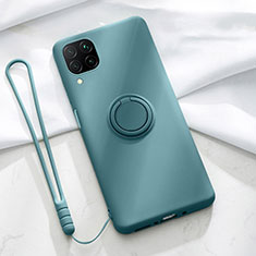 Coque Ultra Fine Silicone Souple Housse Etui avec Support Bague Anneau Aimante Magnetique T01 pour Huawei Nova 6 SE Cyan