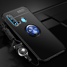 Coque Ultra Fine Silicone Souple Housse Etui avec Support Bague Anneau Aimante Magnetique T01 pour Huawei P20 Lite (2019) Bleu et Noir