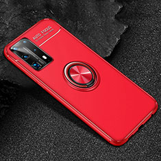 Coque Ultra Fine Silicone Souple Housse Etui avec Support Bague Anneau Aimante Magnetique T01 pour Huawei P40 Pro+ Plus Rouge