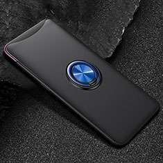 Coque Ultra Fine Silicone Souple Housse Etui avec Support Bague Anneau Aimante Magnetique T01 pour Oppo Find X Super Flash Edition Bleu et Noir