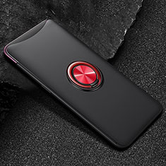 Coque Ultra Fine Silicone Souple Housse Etui avec Support Bague Anneau Aimante Magnetique T01 pour Oppo Find X Super Flash Edition Rouge et Noir