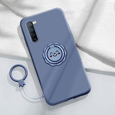 Coque Ultra Fine Silicone Souple Housse Etui avec Support Bague Anneau Aimante Magnetique T01 pour Oppo K7 5G Gris