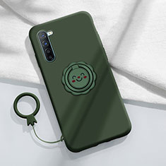 Coque Ultra Fine Silicone Souple Housse Etui avec Support Bague Anneau Aimante Magnetique T01 pour Oppo K7 5G Vert