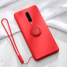 Coque Ultra Fine Silicone Souple Housse Etui avec Support Bague Anneau Aimante Magnetique T01 pour Oppo RX17 Pro Rouge