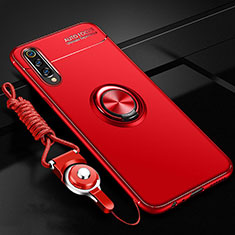 Coque Ultra Fine Silicone Souple Housse Etui avec Support Bague Anneau Aimante Magnetique T01 pour Samsung Galaxy A70 Rouge