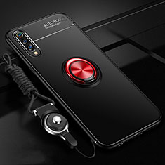 Coque Ultra Fine Silicone Souple Housse Etui avec Support Bague Anneau Aimante Magnetique T01 pour Samsung Galaxy A70 Rouge et Noir
