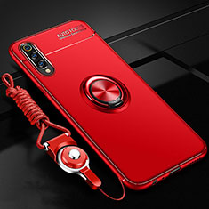Coque Ultra Fine Silicone Souple Housse Etui avec Support Bague Anneau Aimante Magnetique T01 pour Samsung Galaxy A70S Rouge