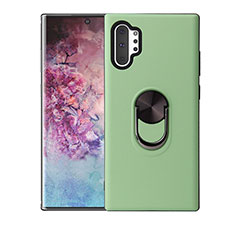 Coque Ultra Fine Silicone Souple Housse Etui avec Support Bague Anneau Aimante Magnetique T01 pour Samsung Galaxy Note 10 Plus 5G Vert