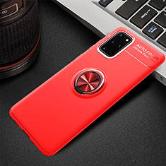 Coque Ultra Fine Silicone Souple Housse Etui avec Support Bague Anneau Aimante Magnetique T01 pour Samsung Galaxy S20 Plus Rouge