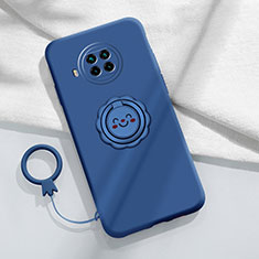 Coque Ultra Fine Silicone Souple Housse Etui avec Support Bague Anneau Aimante Magnetique T01 pour Xiaomi Mi 10i 5G Bleu