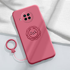 Coque Ultra Fine Silicone Souple Housse Etui avec Support Bague Anneau Aimante Magnetique T01 pour Xiaomi Mi 10i 5G Vin Rouge