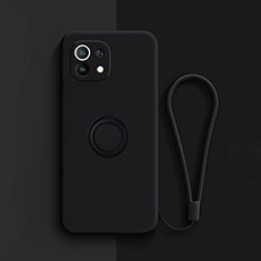 Coque Ultra Fine Silicone Souple Housse Etui avec Support Bague Anneau Aimante Magnetique T01 pour Xiaomi Mi 11 Lite 5G Noir