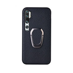 Coque Ultra Fine Silicone Souple Housse Etui avec Support Bague Anneau Aimante Magnetique T01 pour Xiaomi Mi Note 10 Noir