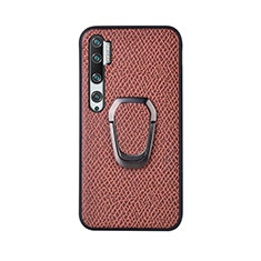 Coque Ultra Fine Silicone Souple Housse Etui avec Support Bague Anneau Aimante Magnetique T01 pour Xiaomi Mi Note 10 Pro Marron