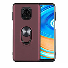 Coque Ultra Fine Silicone Souple Housse Etui avec Support Bague Anneau Aimante Magnetique T01 pour Xiaomi Poco M2 Pro Vin Rouge