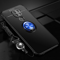 Coque Ultra Fine Silicone Souple Housse Etui avec Support Bague Anneau Aimante Magnetique T01 pour Xiaomi Redmi 10X 4G Bleu et Noir