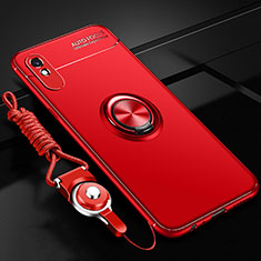 Coque Ultra Fine Silicone Souple Housse Etui avec Support Bague Anneau Aimante Magnetique T01 pour Xiaomi Redmi 9A Rouge