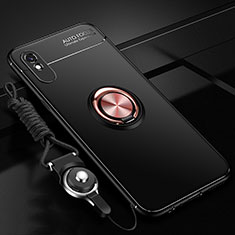 Coque Ultra Fine Silicone Souple Housse Etui avec Support Bague Anneau Aimante Magnetique T01 pour Xiaomi Redmi 9i Or et Noir