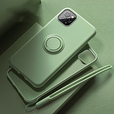 Coque Ultra Fine Silicone Souple Housse Etui avec Support Bague Anneau Aimante Magnetique T02 pour Apple iPhone 11 Pro Max Vert
