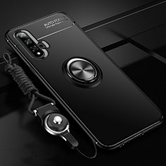 Coque Ultra Fine Silicone Souple Housse Etui avec Support Bague Anneau Aimante Magnetique T02 pour Huawei Honor 20 Noir