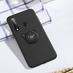 Coque Ultra Fine Silicone Souple Housse Etui avec Support Bague Anneau Aimante Magnetique T02 pour Huawei Honor 20E Noir