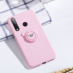 Coque Ultra Fine Silicone Souple Housse Etui avec Support Bague Anneau Aimante Magnetique T02 pour Huawei Honor 20E Rose