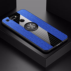 Coque Ultra Fine Silicone Souple Housse Etui avec Support Bague Anneau Aimante Magnetique T02 pour Huawei Honor View 20 Bleu